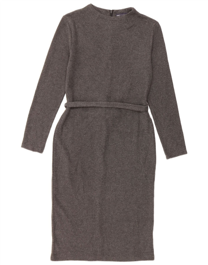 Marks & Spencer Dame Jumper Dress UK 10 Small Grey Bomuld