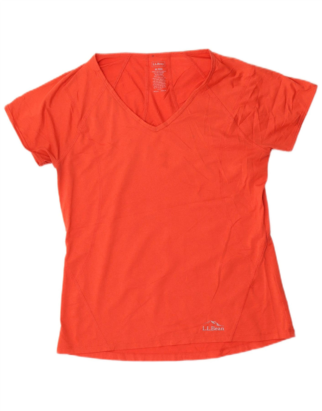 L.L.Bean Womens Regular T-Shirt Top UK 12 Medium Orange Polyester Sports
