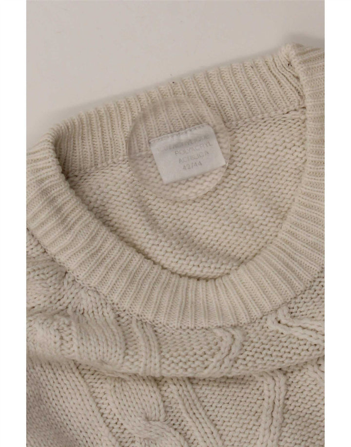 Vintage Herre rund hals sweater IT 42/44 stor hvid akryl