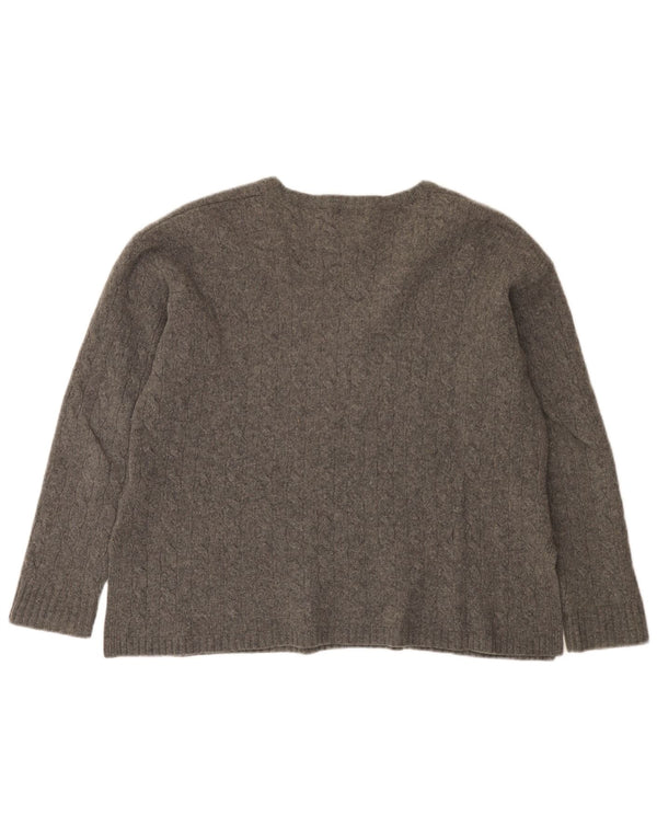 Polo Ralph Lauren Dame V-hals sweater UK 16 Stor Grå Uld