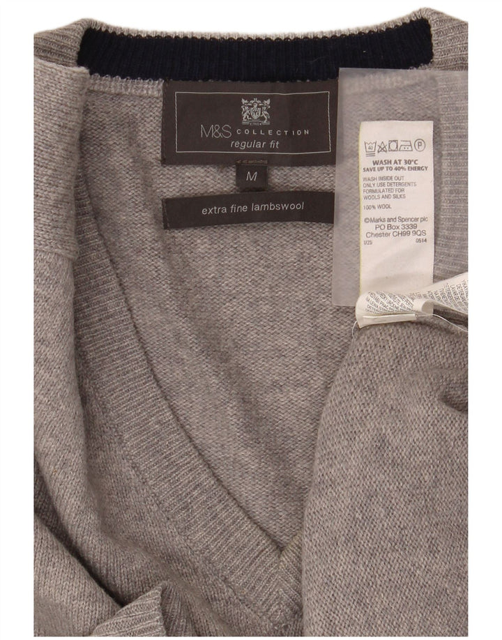 Marks & Spencer Herre Regular Fit V-hals sweater mellemgrå