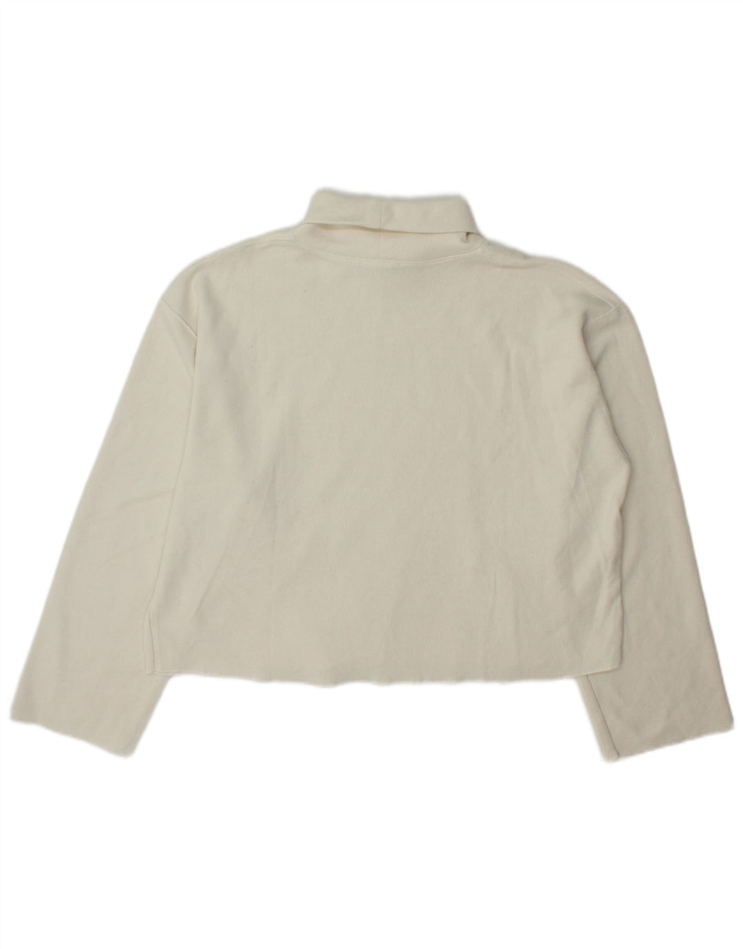 Zara Womens Crop Roll Neck Top Langærmet UK 14 Medium Off White