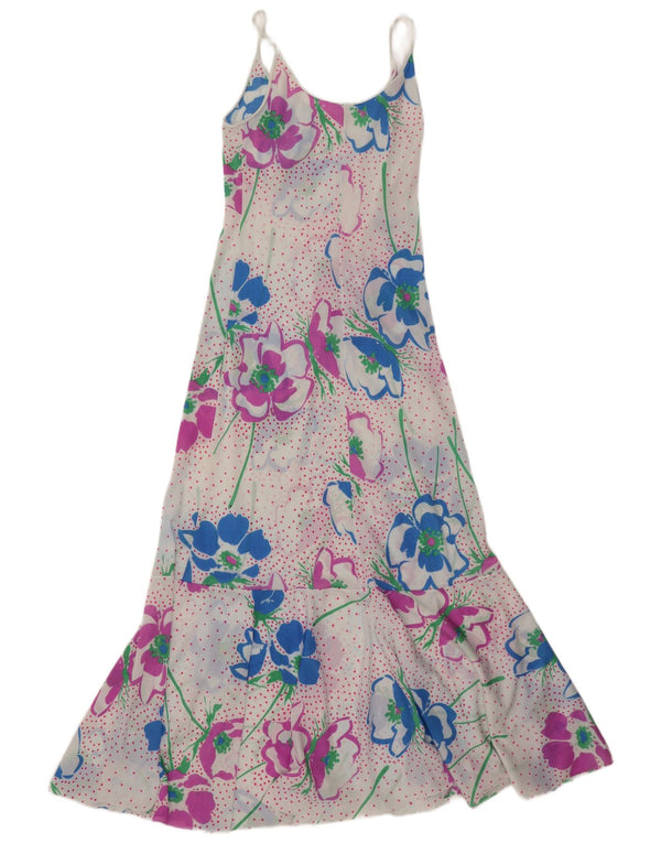 Vintage Dame Se Through Maxi Dress UK 8 Small White Floral