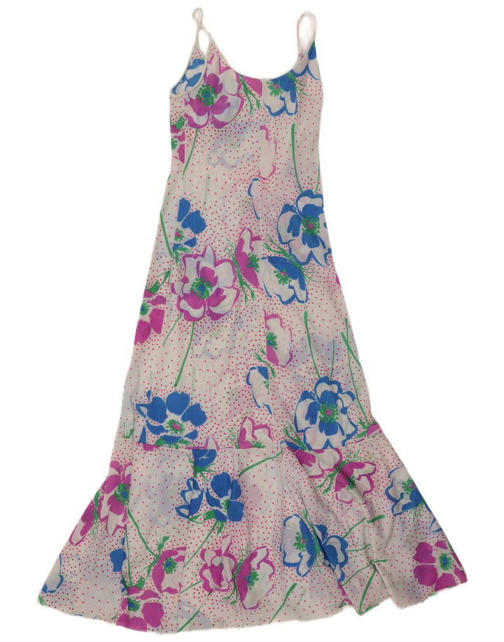 Vintage Dame Se Through Maxi Dress UK 8 Small White Floral