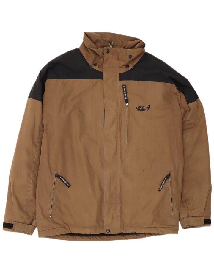 JACK WOLFSKIN Herre Windbreaker Jacket UK 38 Medium Brown Colourblock