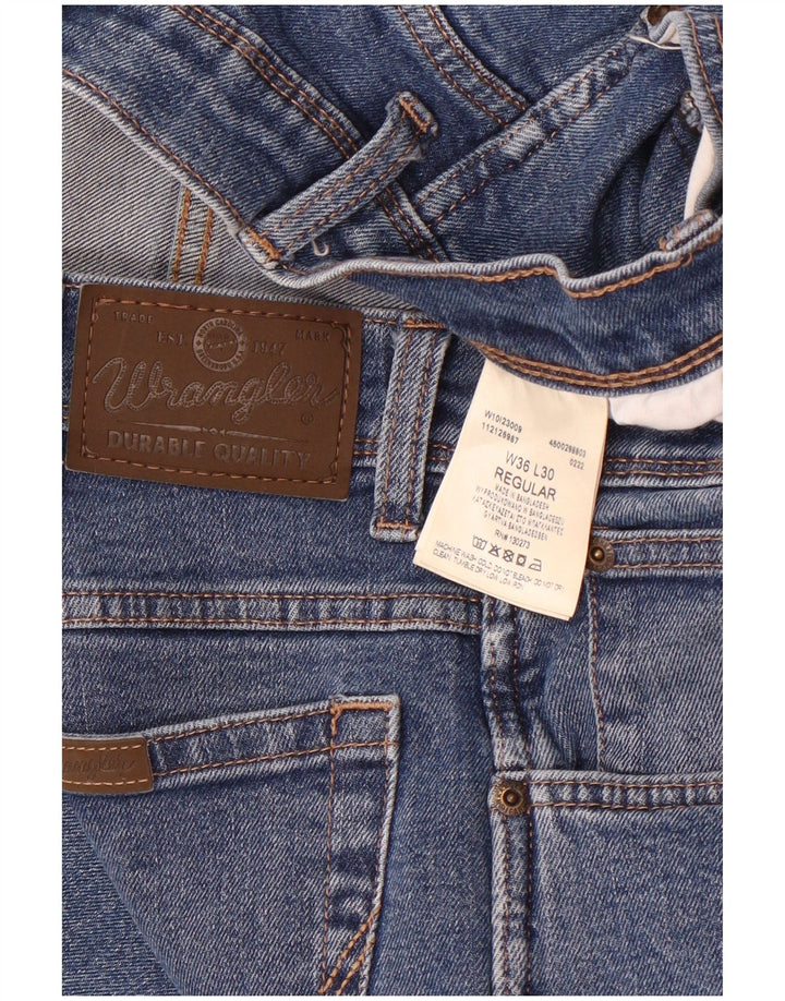 Wrangler Herre Regular Straight Jeans W36 L30 Blå Bomuld