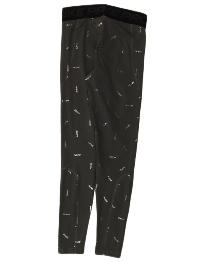Nike Dame Dri Fit Grafiske Leggings UK 12 Medium Grey Polyester