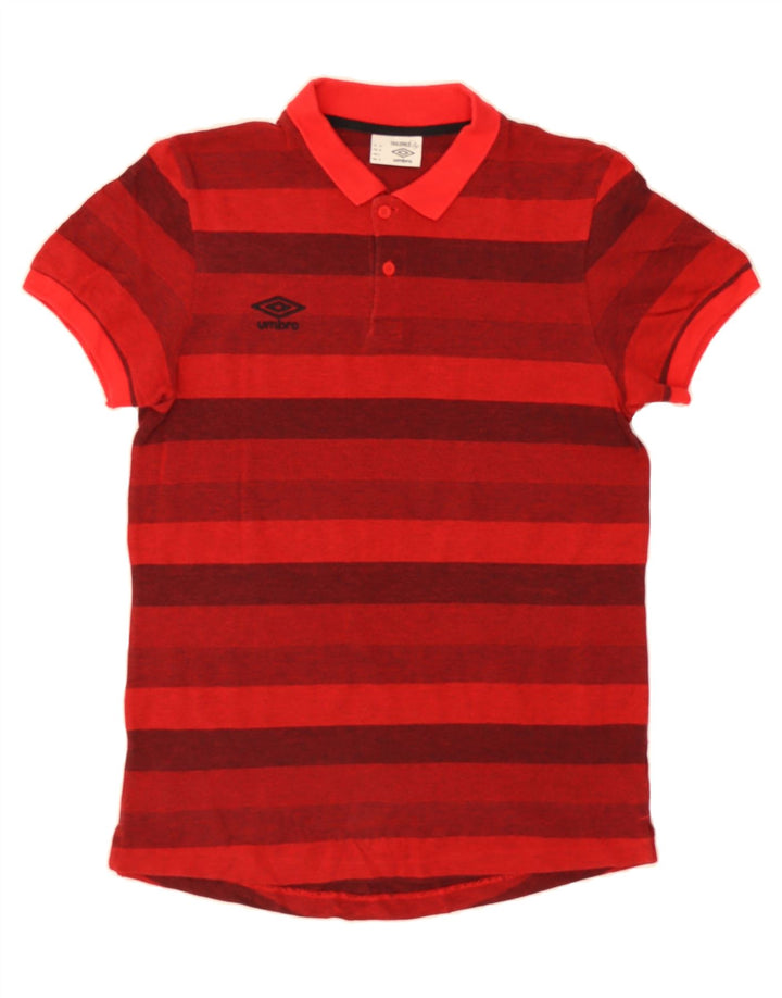 UMBRO Mens Polo Shirt Medium Red Striped Cotton Vintage Umbro and Second-Hand Umbro from Messina Hembry 