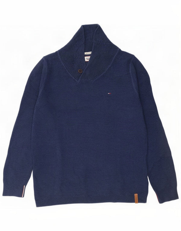 Tommy Hilfiger Herre Shawl Neck sweater XL Navy Blue Cotton