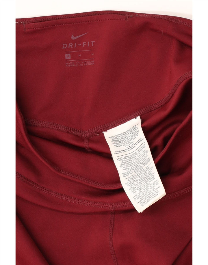 Nike Dame Dri Fit Leggings UK 12 Medium Burgundy Polyester