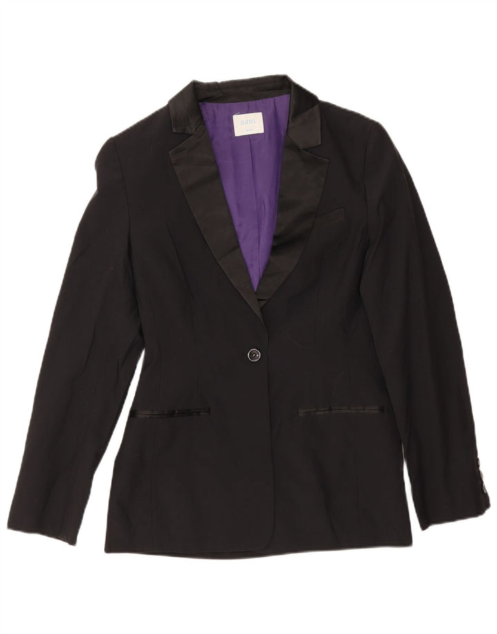 Oasis Dame 1 Knap Blazer Jacket UK 10 Small Black Acetate