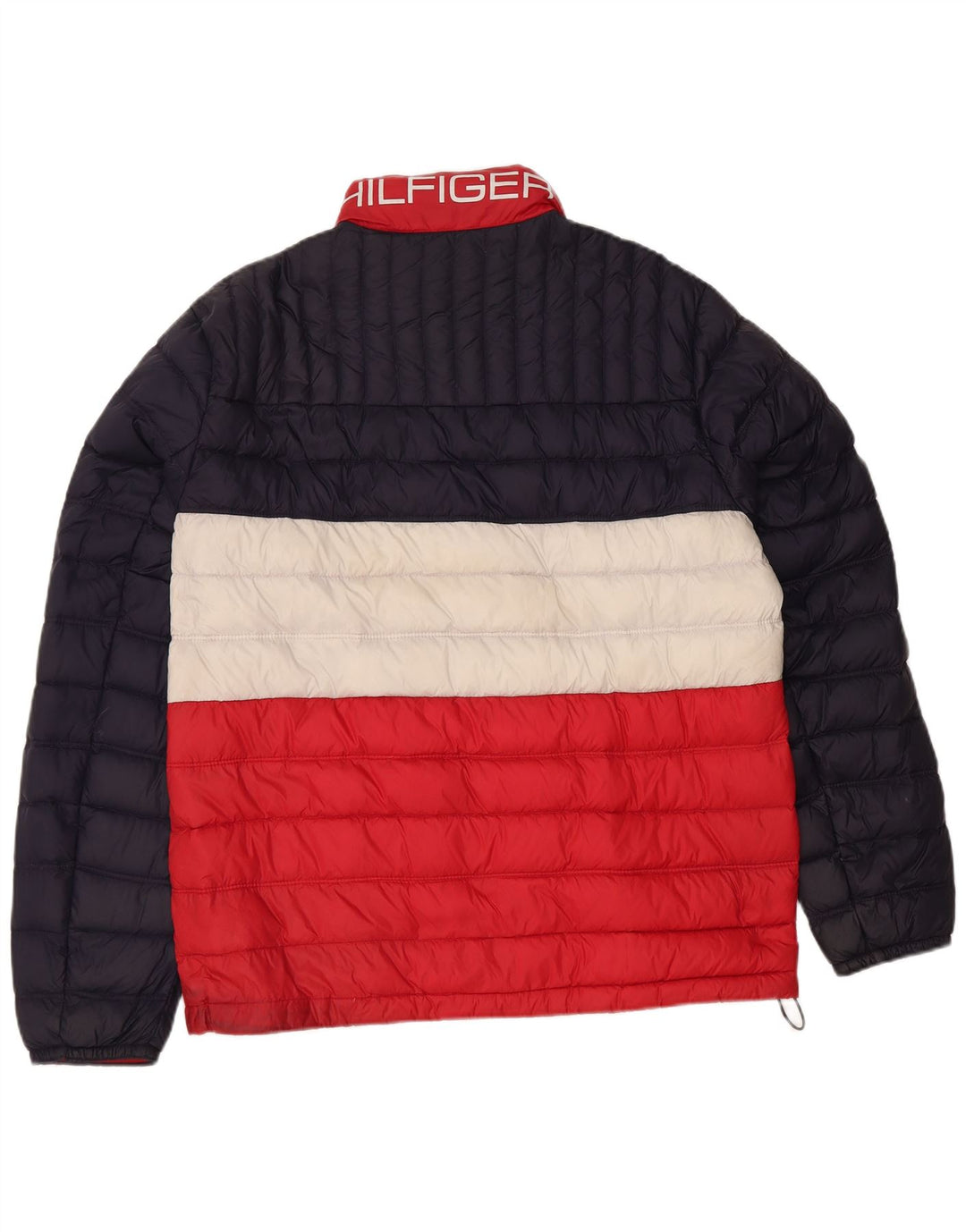 Tommy Hilfiger Herre polstret jakke UK 38 Medium Navy Blue Colourblock