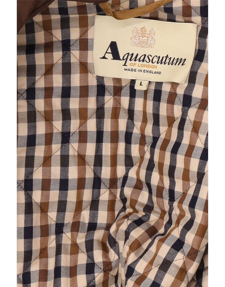 Aquascutum kviltet jakke til kvinder UK 16 Stor brun nylon