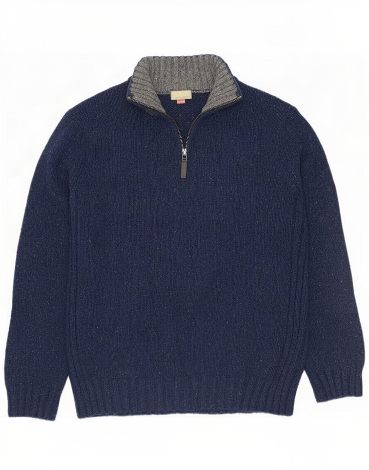 John Lewis Herre lynlås-hals sweater Medium Navyblå Flecked Uld