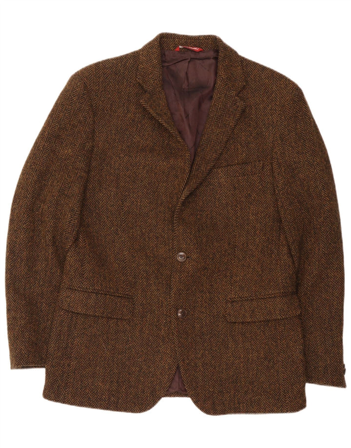 Harris Tweed Herre 2-knaps blazerjakke IT 50 Stor brun sildeben