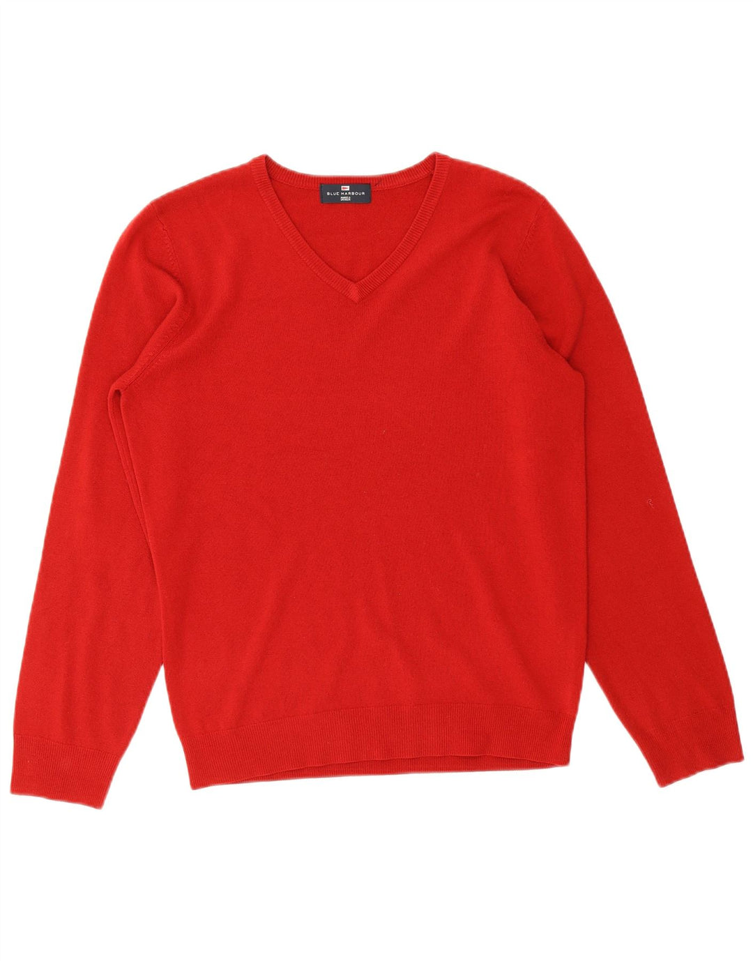 MARKS & SPENCER Herre Blue Harbor V-hals sweater lille rød akryl