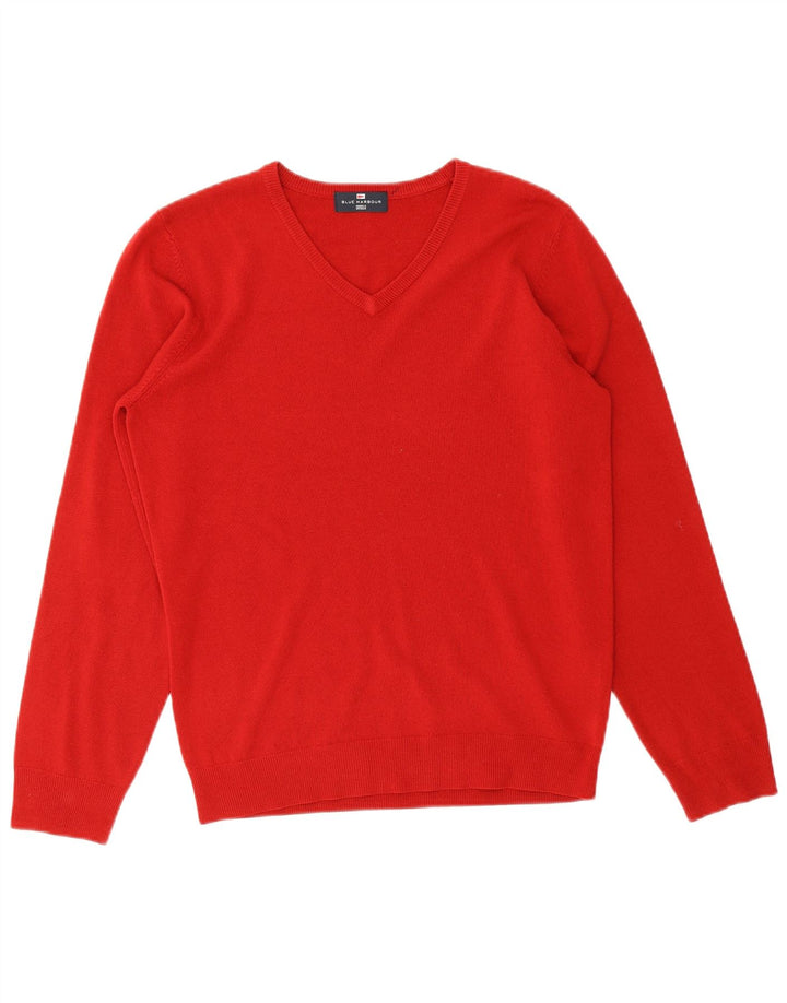 MARKS & SPENCER Herre Blue Harbor V-hals sweater lille rød akryl