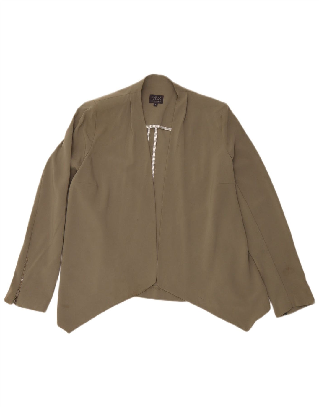 Marks & Spencer Dame Cardigan Top UK 10 Small Khaki Polyester