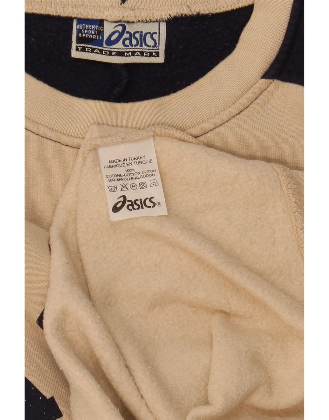 Asics Herre Grafisk Sweatshirt Jumper XL Beige Colourblock Bomuld