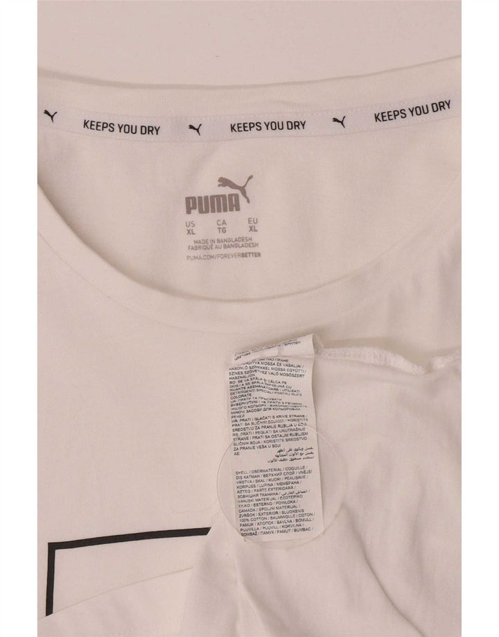 Puma Herre Grafisk T-Shirt Top XL Hvid Bomuld