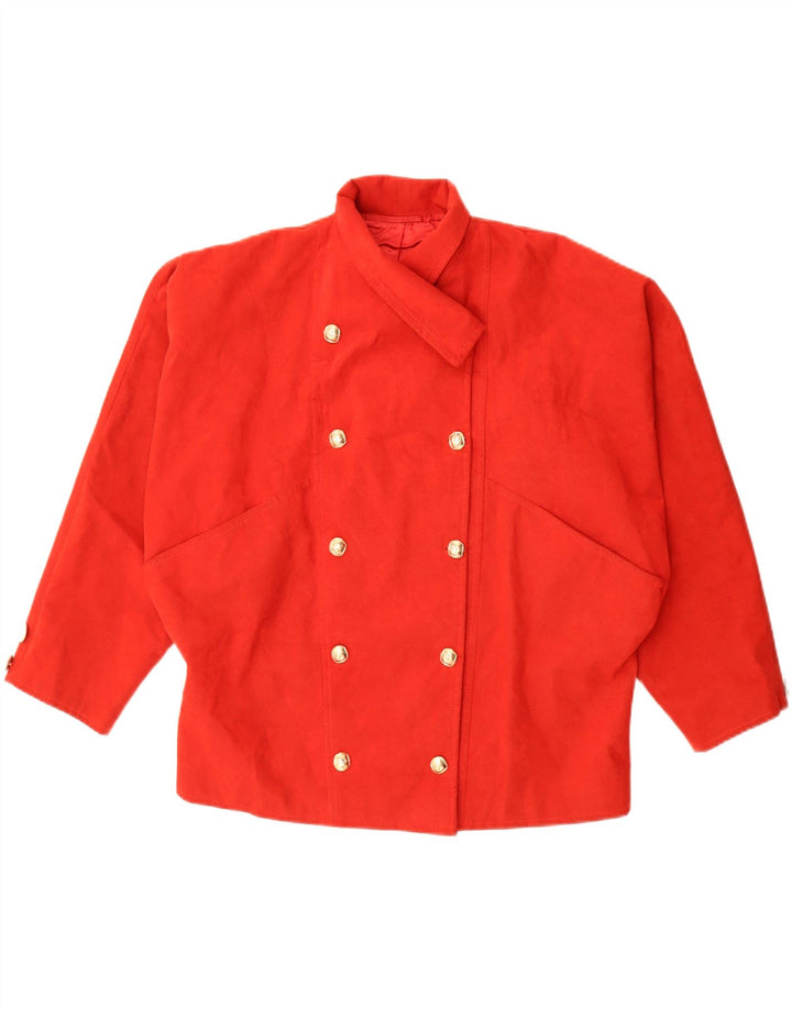VINTAGE Dame Oversized Double Breasted Blazer Jacket UK 20 2XL Rød