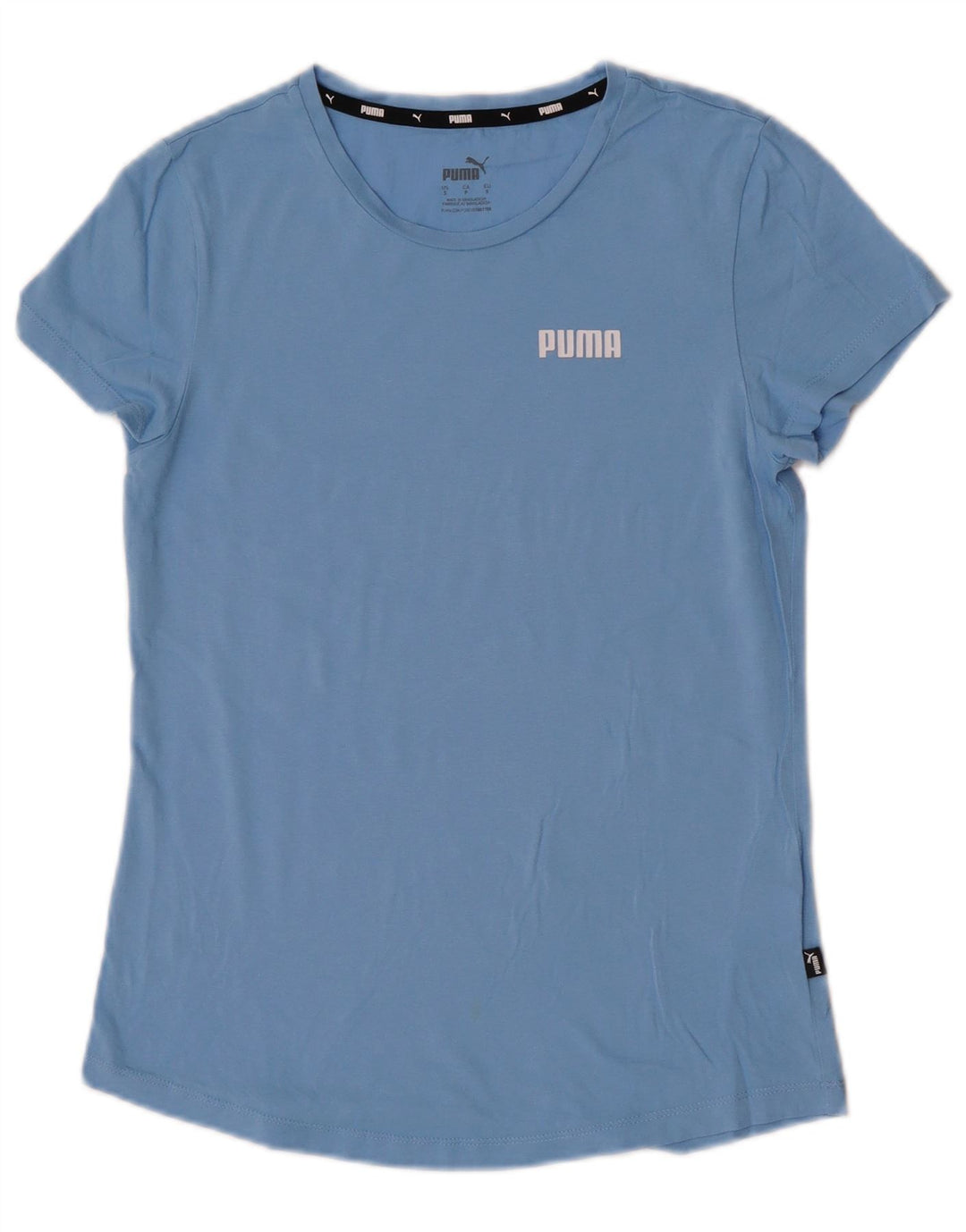 Puma Dame T-Shirt Top UK 10 Lille Blå Bomuld