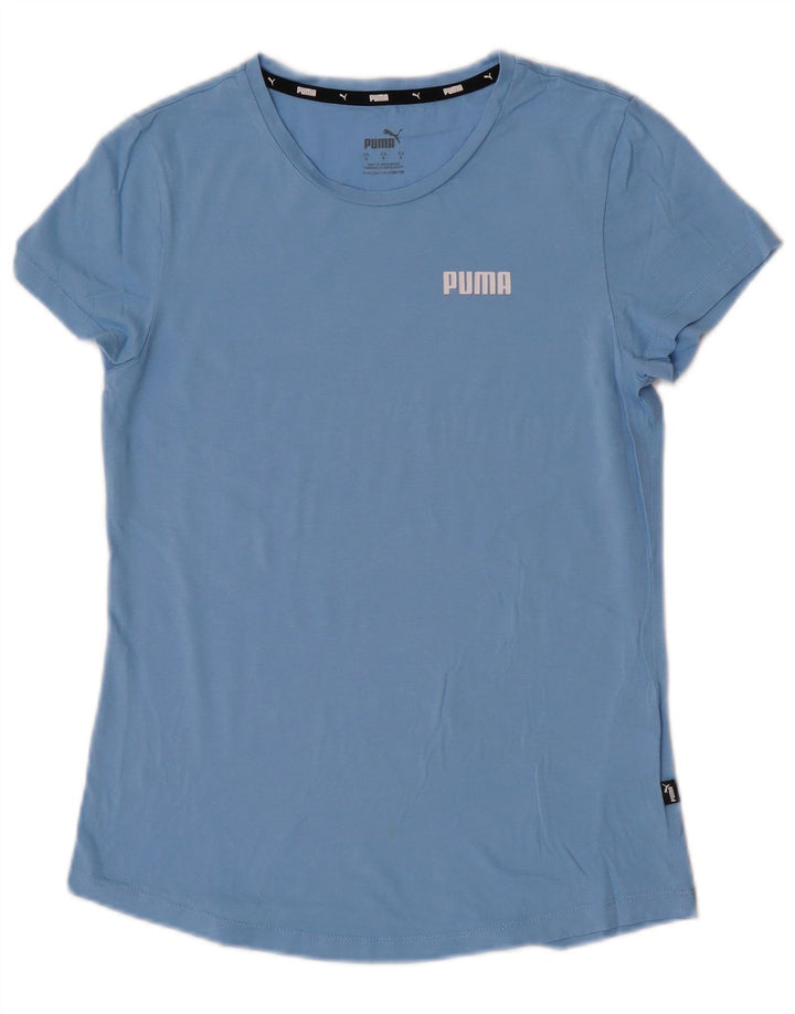 Puma Dame T-Shirt Top UK 10 Lille Blå Bomuld