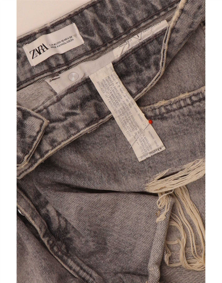 Zara Womens Distressed Denim Shorts EU 42 Large W32 Grå Bomuld