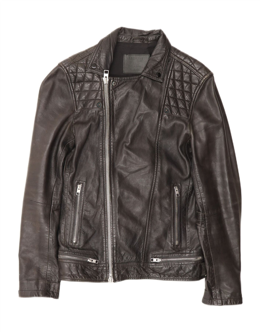 All Saints Herre Læder Biker Jacket UK 36 Lille Sort Læder Biker