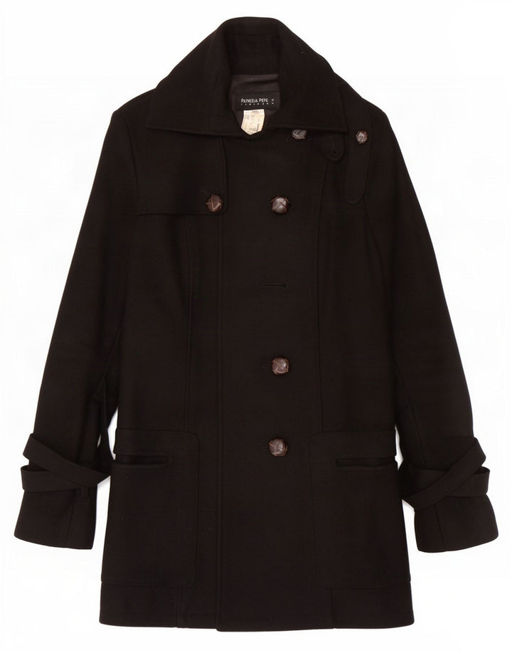 Patrizia Pepe Trench Coat til kvinder IT 42 Medium Sort Uld
