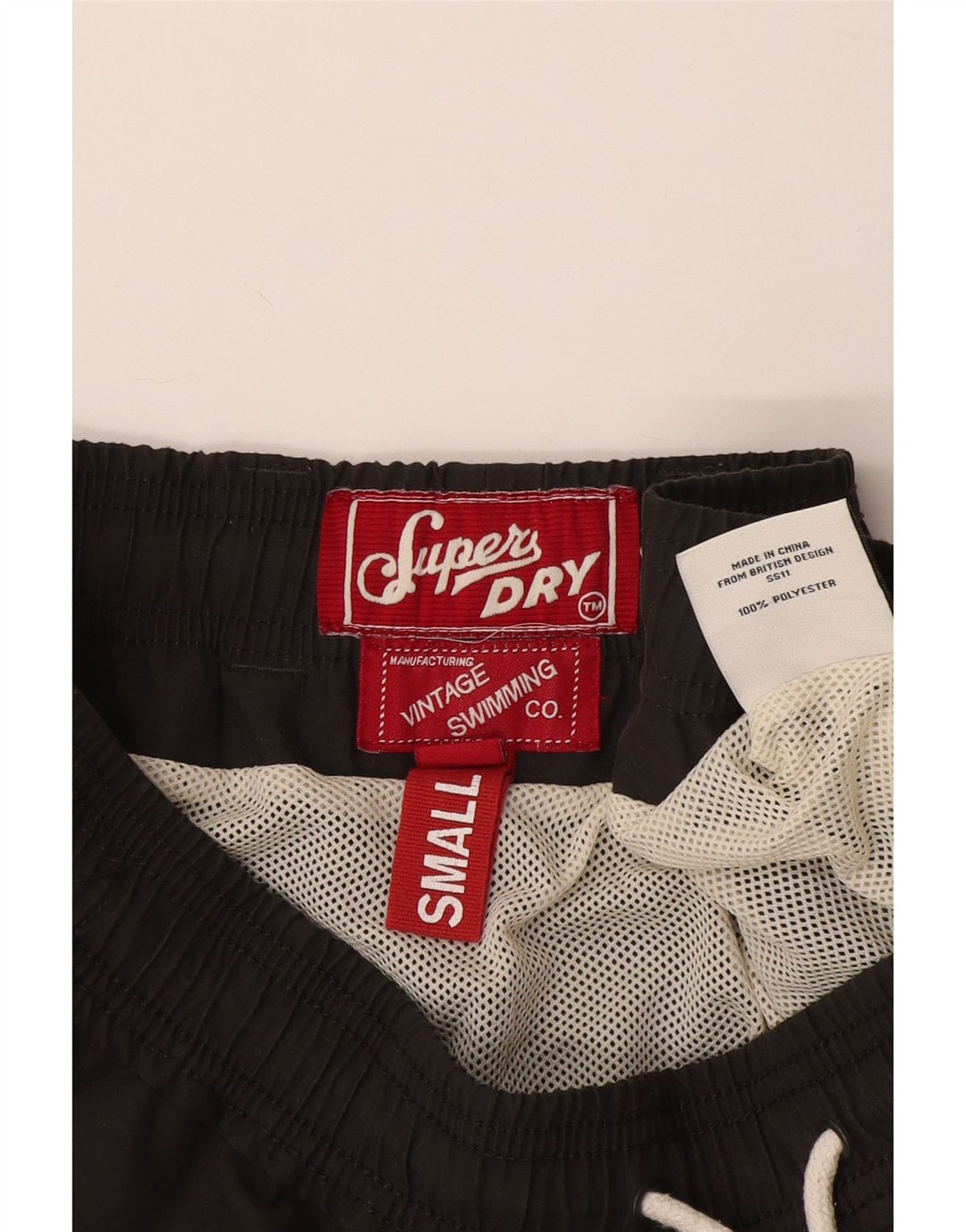 Superdry Grafiske svømmeshorts til mænd, små grå polyester