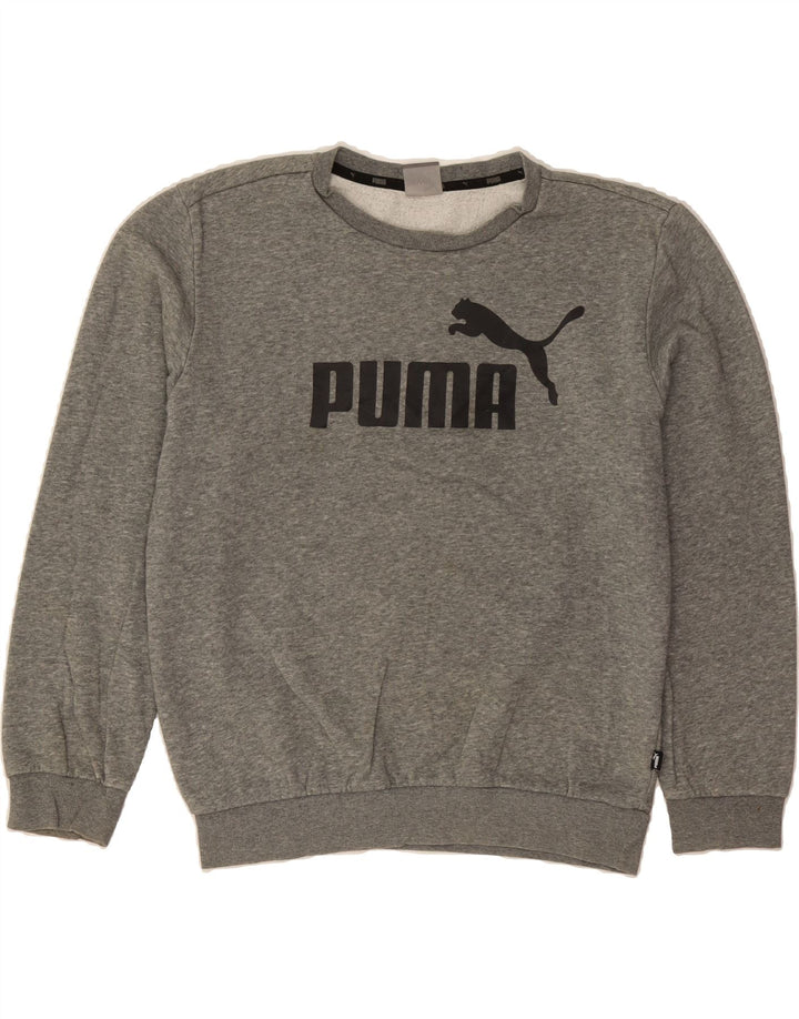 PUMA Mens Graphic Sweatshirt Jumper Medium Grey Cotton Vintage Puma and Second-Hand Puma from Messina Hembry 
