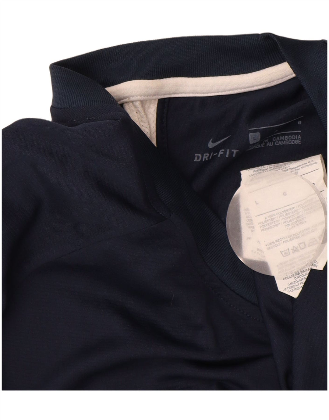 NIKE Herre Dri Fit T-shirt Top Stor marineblå Colourblock Polyester