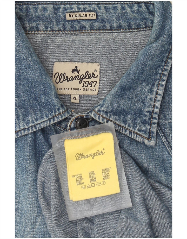 Wrangler Herre Regular Fit denimskjorte XL blå bomuld