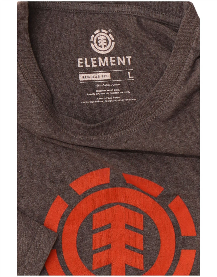 ELEMENT Herre Regular Fit Grafisk T-Shirt Top Stor Grå Bomuld