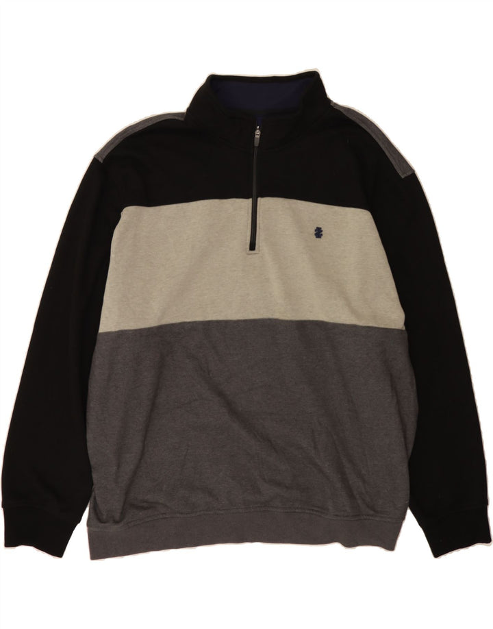 IZOD Mens Zip Neck Sweatshirt Jumper 3XL Multicoloured Colourblock Vintage Izod and Second-Hand Izod from Messina Hembry 