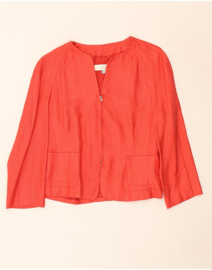 Zara Dame 3/4-ærmet Bolero-jakke EU 40 Medium Red Rayon