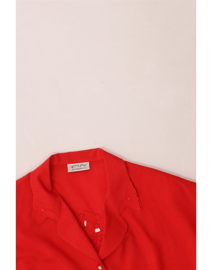 VINTAGE Womens Short Sleeve Shirt Blouse IT 42 Medium Red Polyester Vintage Vintage and Second-Hand Vintage from Messina Hembry 