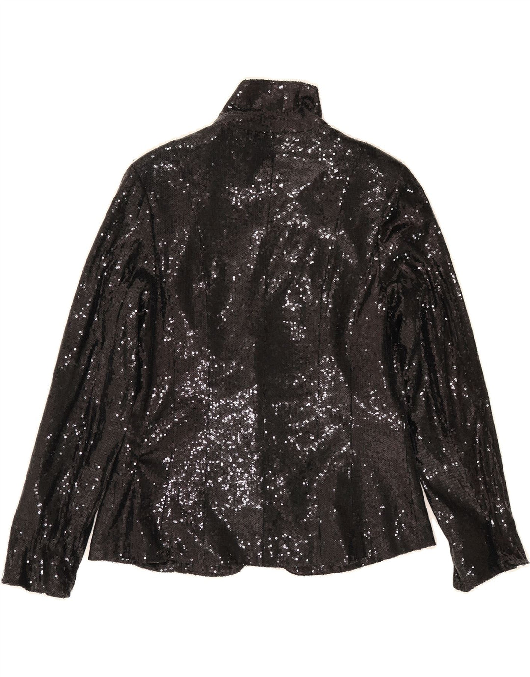 VINTAGE Womens Open Sequin Blazer Jacket UK 16 Large Black Polyester Vintage Vintage and Second-Hand Vintage from Messina Hembry 