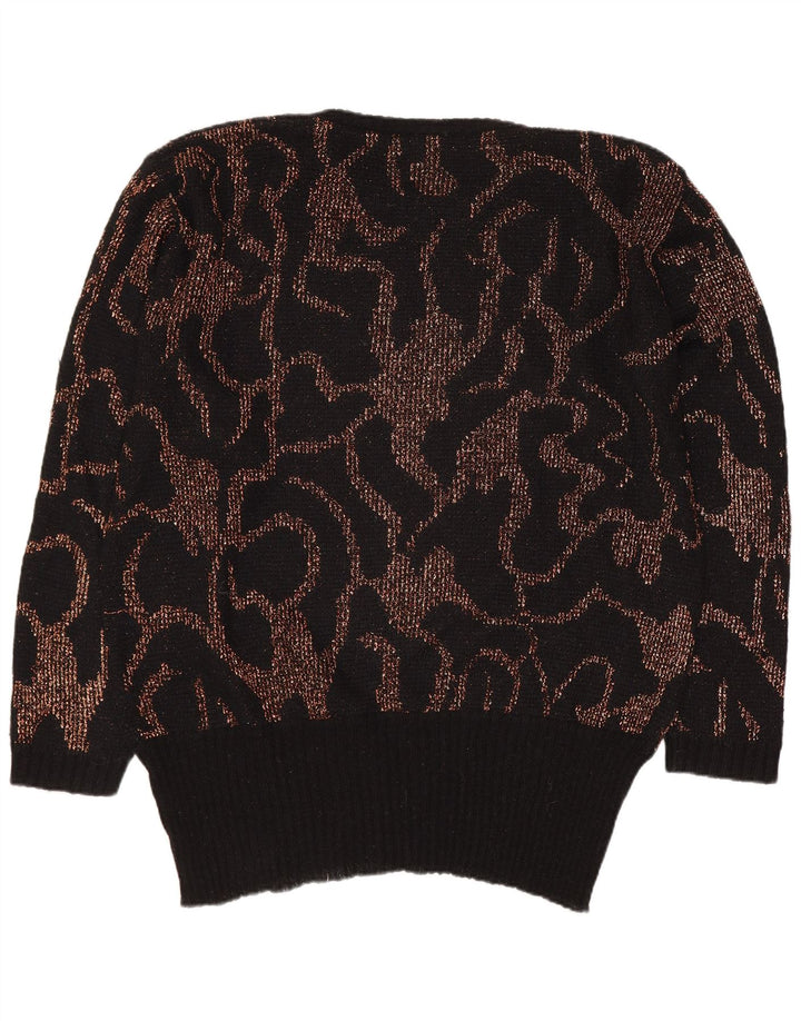 Dolores Dame Abstrakt Mønster Boat Neck Jumper Sweater EU 40 Medium Sort