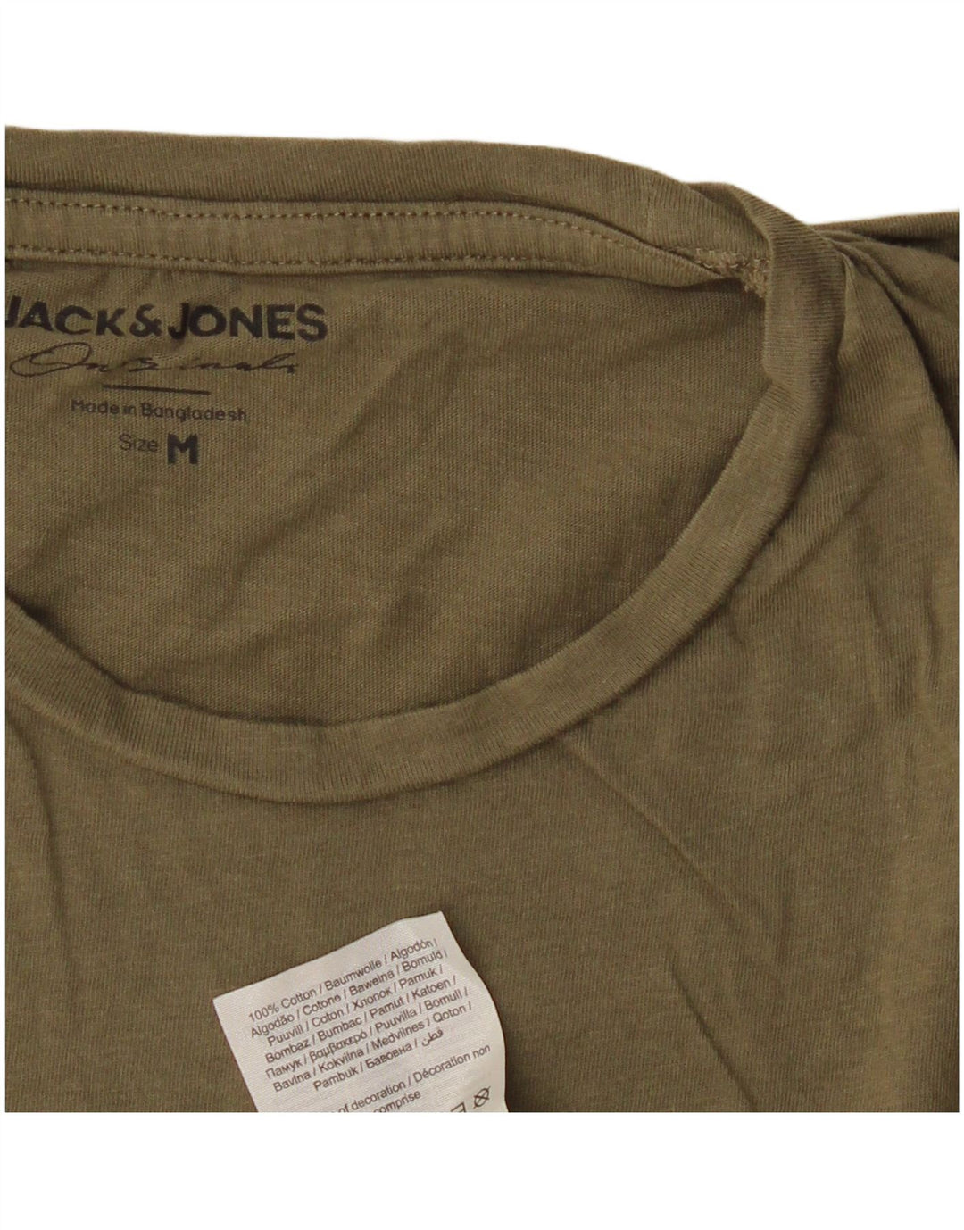 JACK & JONES Herre T-Shirt Top Medium Khaki Bomuld