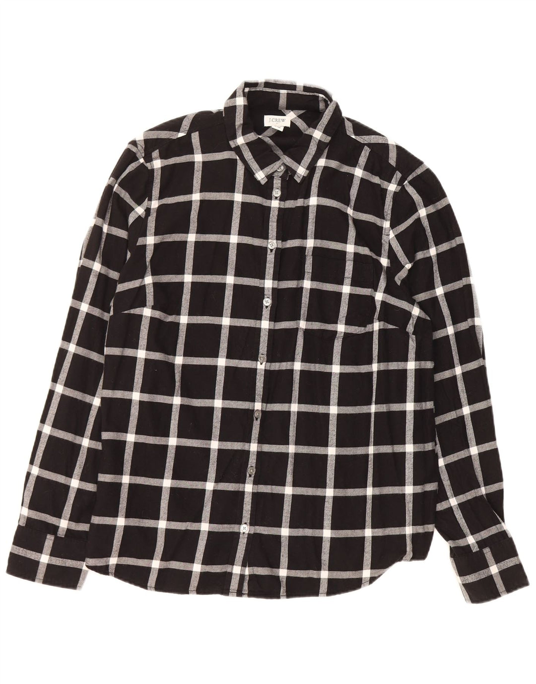 J. CREW Dame Flanelskjorte UK 16 Stor sort ternet bomuld