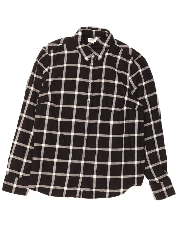 J. CREW Dame Flanelskjorte UK 16 Stor sort ternet bomuld
