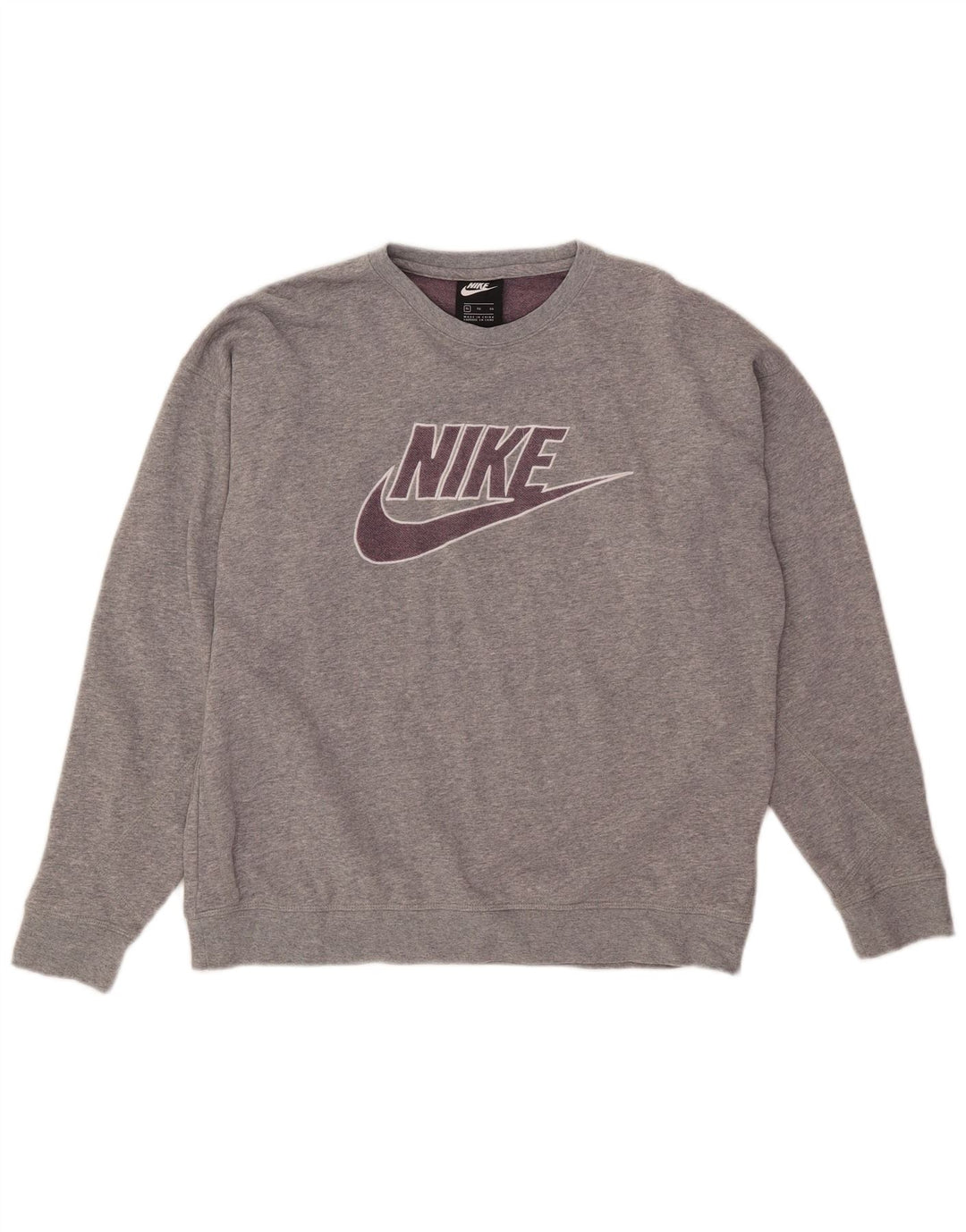 Nike Dame Grafisk Sweatshirt Jumper UK 18 XL Grå Bomuld