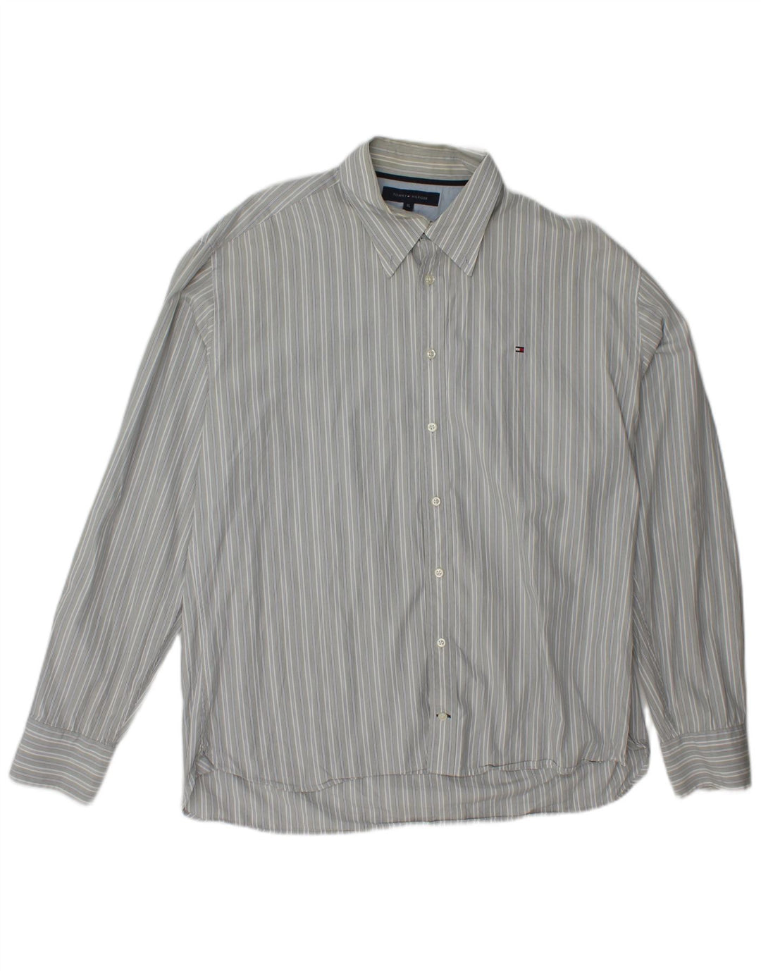 TOMMY HILFIGER Herreskjorte XL Gråstribet bomuld