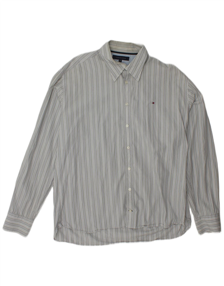 TOMMY HILFIGER Herreskjorte XL Gråstribet bomuld