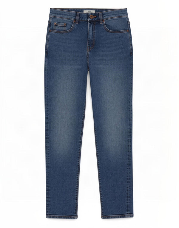 Marks & Spencer Dame Mom Tapered Jeans UK 10 Small W27 L28 Blue Bomuld
