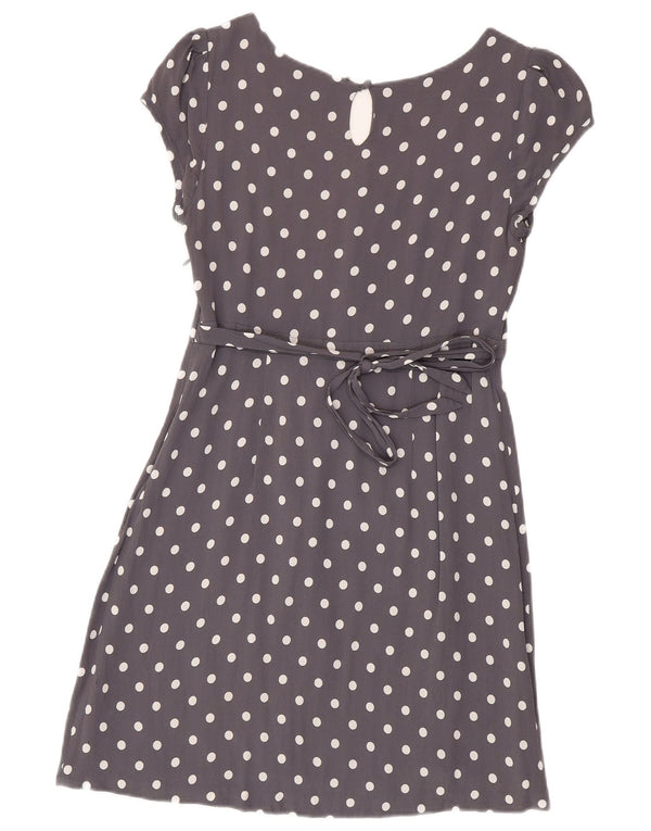 Monsoon Womens Tea Dress UK 12 Medium Grey Polka Dot Viscose