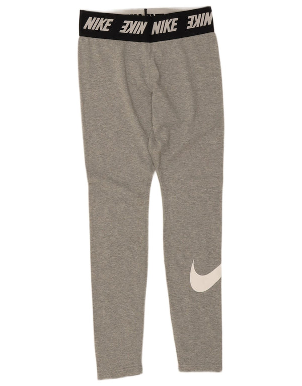 Nike Dame Grafiske Leggings UK 10 Medium Grey Colourblock Bomuld