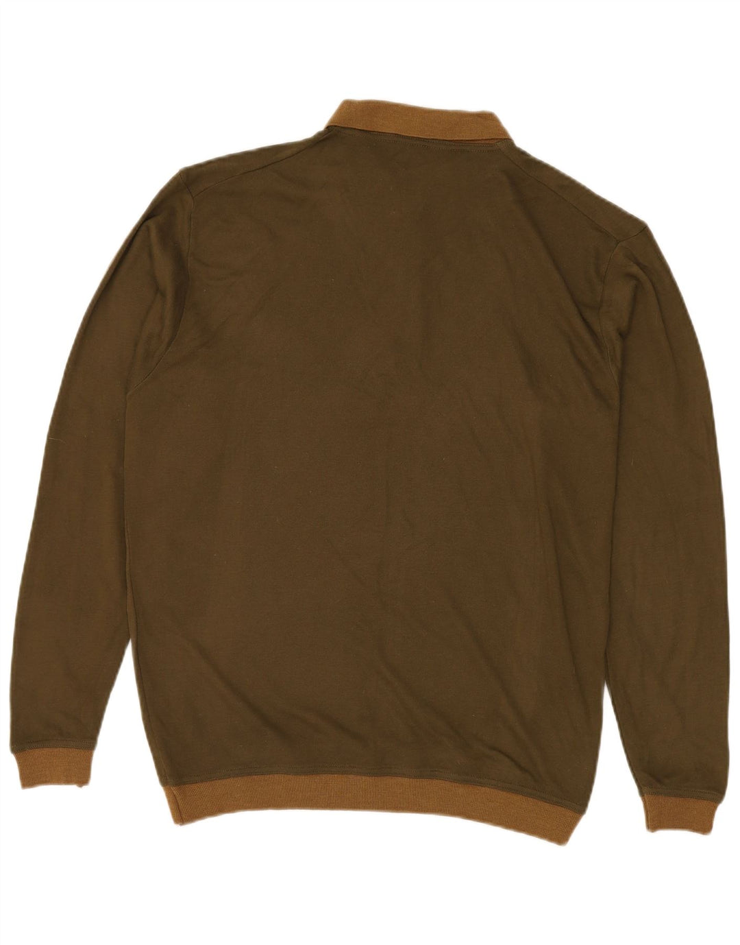 VINTAGE Herre Polo Neck Jumper Sweater Stor Khaki Akryl